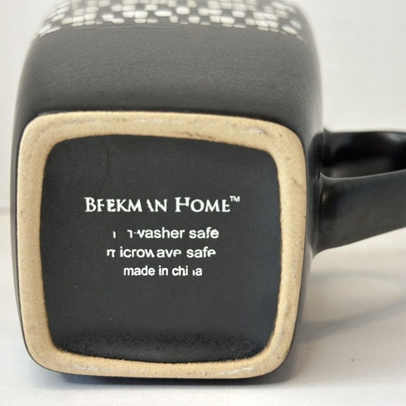 Beekman Home Brown & White Coffee Tea Mug Cup Square Marble Effect - Picture 2 of 9